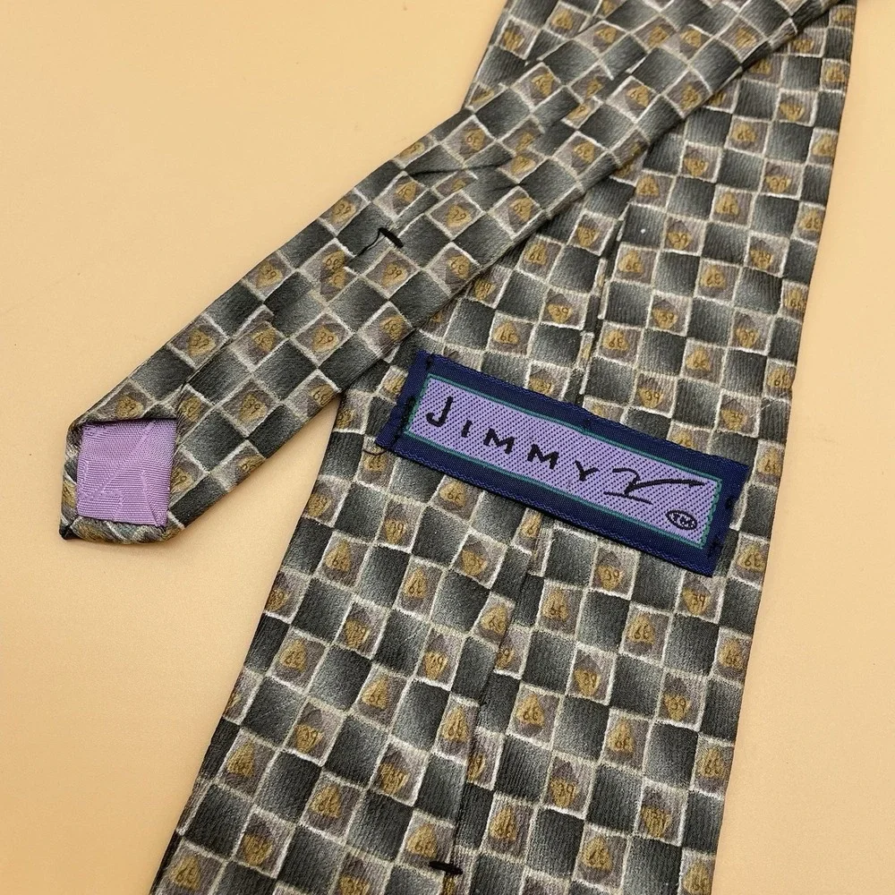 Jimmy V. Mens Neck Tie 100% Silk‎ Darryl Strawberry Collection Three Geometric